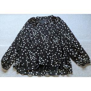 Lane Bryant Women Top Size 20 NWT Tie Front Polka Dot‎ Chiffon Puff Sleeve